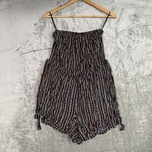 Forever 21 Plus XL Romper Strapless Striped Smocked Boho Coastal Beach Summer